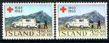 Iceland 1963 Red Cross Centenary set of 2 unmounted mint, SG 406-07, stamps on , stamps on  stamps on red cross, stamps on medical, stamps on ambulance