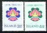 Iceland 1964 Icelandic Boy Scouts Commem set of 2 unmounted mint, SG 409-10, stamps on , stamps on  stamps on scouts