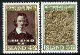 Iceland 1963 Centenary of National Museum set of 2 unmounted mint, SG 399-300, stamps on , stamps on  stamps on museums, stamps on carvings, stamps on horses