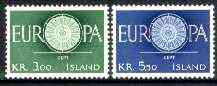 Iceland 1960 Europa set of 2, SG 375-76, stamps on europa