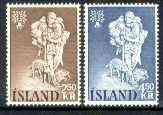 Iceland 1960 World Refugee Year (Sculpture) set of 2 unmounted mint, SG 373-74, stamps on refugees, stamps on sculptures