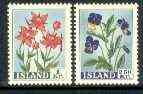 Iceland 1958 Flowers set of 2 unmounted mint, SG 353-54, stamps on flowers