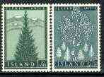Iceland 1957 Reafforrestation set of 2 unmounted mint, SG 350-51, stamps on trees