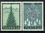 Iceland 1957 Reafforrestation set of 2 unmounted mint, SG 350-51, stamps on , stamps on  stamps on trees