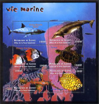 Guinea - Conakry 1998 Marine Life #3 perf sheetlet containing 6 values, Michel 2208-13 unmounted mint. Note this item is privately produced and is offered purely on its thematic appeal, stamps on marine life, stamps on fish, stamps on whales, stamps on turtles, stamps on sharks