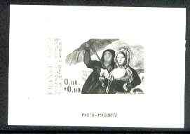 France 1981 Stamp Day (Love Letter by Goya) photo marquette (stamp sized black & white photographic proof) of original artwork with value expressed as 0.00, as SG 2400, exceptionally rare, stamps on , stamps on  stamps on arts, stamps on goya, stamps on umbrella, stamps on letters