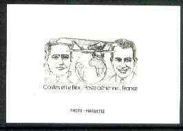 France 1981 Pilots of First South Atlantic Flight stamp sized black & white photographic proof of original artwork endorsed 'Photo Maquette', as SG 2429, exceptionally rare, stamps on , stamps on  stamps on aviation