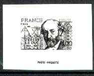 France 1980 Red Cross Fund, Viollet-le-Duc (architect & writer) stamp sized black & white photographic proof of original artwork with value expressed as 1.00 + 0.00, endo..., stamps on architecture, stamps on literature, stamps on red cross