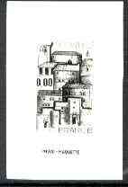 France 1980 Tourist Publicity - Cordes stamp sized black & white photographic proof of original artwork with value expressed as 0.00, endorsed 'Photo Maquette', as SG 2360, exceptionally rare, stamps on , stamps on  stamps on tourism