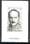 France 1980 Red Cross Fund, Saint-John Perse (Poet & Diplomat) stamp sized black & white photographic proof of original artwork with value expressed as 1.00 + 0.00, endorsed 'Photo Maquette', as SG 2355, exceptionally rare, stamps on , stamps on  stamps on poet, stamps on diplomat, stamps on red cross, stamps on saints