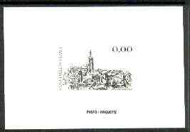 France 1981 Tourist Publicity - Saint-Emilion stamp sized black & white photographic proof of original artwork with value expressed as 0.00, endorsed Photo Maquette, as S..., stamps on tourism, stamps on churches, stamps on saints