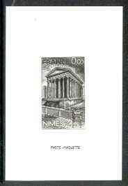 France 1981 Tourist Publicity - Maison Carree, Nimes, stamp sized black & white photographic proof of original artwork with value expressed as 0.00, endorsed Photo Maquet..., stamps on tourism, stamps on architecture, stamps on buildings
