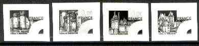 France 1980 Pre Cancelled Historic Monuments stamp sized black & white photographic proofs of original artwork (without cancel) with values expressed as 0.00, as SG 2342-..., stamps on buildings, stamps on monuments