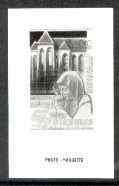 France 1980 Tourist Publicity - Praying Nun, stamp sized black & white photographic proof of original artwork with value expressed as 00, endorsed Photo Maquette, as SG 2..., stamps on tourism, stamps on religion