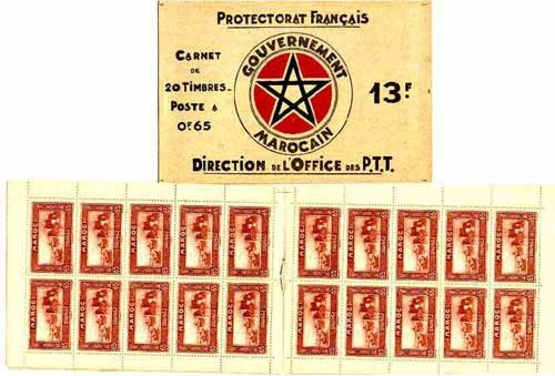 French Morocco 1934 Rabat 13f booklet complete and very fine (containing 20 x Mi 105), stamps on , stamps on  stamps on booklet - french morocco 1934 rabat 13f booklet complete and very fine (containing 20 x mi 105)