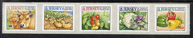 Jersey 2001 Jersey Cows & Farm Produce set of 5 self adhesives (2001 imprint) unmounted mint, SG 985-89, stamps on agriculture, stamps on bovine, stamps on cows, stamps on food, stamps on self-adhesive