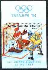 Nicaragua 1983 Sarajevo Winter Olympics perf m/sheet #1 (Ice Hockey) fine cto used, SG MS 2518, stamps on olympics, stamps on ice hockey