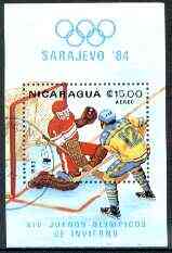 Nicaragua 1983 Sarajevo Winter Olympics perf m/sheet #1 (Ice Hockey) fine cto used, SG MS 2518, stamps on , stamps on  stamps on olympics, stamps on ice hockey