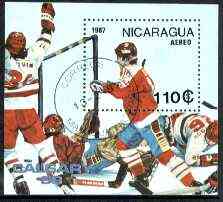 Nicaragua 1987 Calgary Winter Olympics perf m/sheet (Ice Hockey) fine cto used, SG MS 2833, stamps on , stamps on  stamps on olympics, stamps on ice hockey