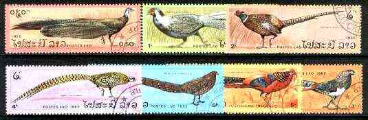 Laos 1986 Pheasants set of 7 fine cto used, SG 908-14*, stamps on birds, stamps on pheasants, stamps on game