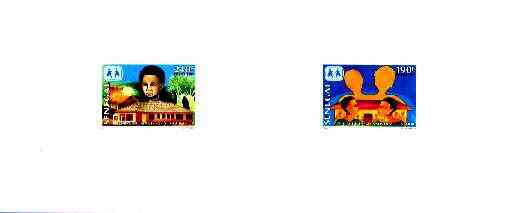 Senegal 1997 Children complete set of 2 in deluxe sheets on matt card, stamps on children