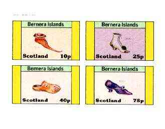 Bernera 1982 Footware imperf set of 4 (Shoes of 1430, 1550, 1840 & 1912) unmounted mint, stamps on , stamps on  stamps on fashion, stamps on shoes