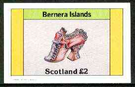 Bernera 1982 Footware imperf deluxe sheet (£2 value showing shoe of 1720) unmounted mint, stamps on fashion, stamps on shoes
