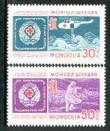 Mongolia 1969 Red Cross 30th Anniversary set of 2 unmounted mint, SG 523-24*, stamps on , stamps on  stamps on rescue, stamps on  stamps on sheep, stamps on  stamps on ovine, stamps on  stamps on medical, stamps on  stamps on ambulance, stamps on  stamps on red cross, stamps on  stamps on helicopter, stamps on  stamps on 