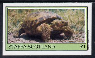 Staffa 1982 Tortoise imperf souvenir sheet (Â£1 value) unmounted mint, stamps on animals    reptiles    tortoises