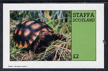 Staffa 1982 Tortoise imperf deluxe sheet (£2 value) unmounted mint, stamps on animals    reptiles    tortoises