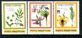 Albania 1991 Flowers set of 3 unmounted mint, SG 2492-94, Mi 2470-72*, stamps on , stamps on  stamps on flowers