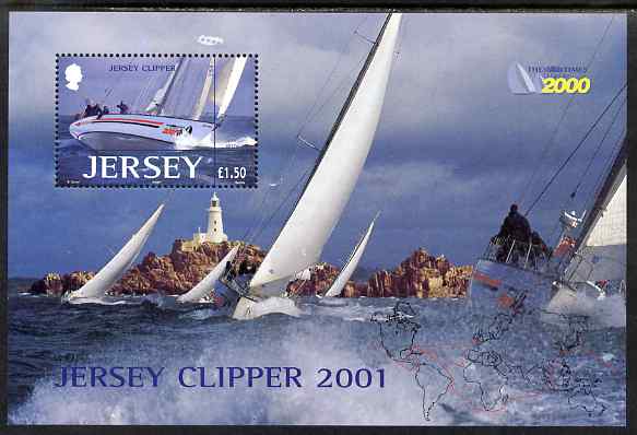 Jersey 2001 The Times Clipper 2000 Round the World Yacht Race perf m/sheet, unmounted mint SG MS1006, stamps on , stamps on  stamps on sailing