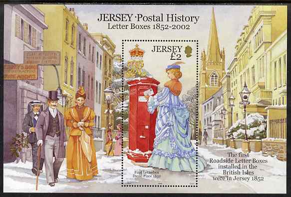 Jersey 2002 Jersey Postal History (1st Series) Postboxes perf m/sheet unmounted mint, SG MS1073, stamps on , stamps on  stamps on postal, stamps on  stamps on postboxes, stamps on  stamps on costumes, stamps on  stamps on fashion