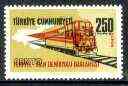 Turkey 1971 International Rail Links 250k (Turkey-Iran Line) unmounted mint example with superb 2+ mm upward shift of red (double train) as SG 2389*, stamps on railways, stamps on maps