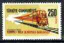 Turkey 1971 International Rail Links 250k (Turkey-Iran Line) unmounted mint example with superb 2+ mm upward shift of red (double train) as SG 2389*, stamps on , stamps on  stamps on railways, stamps on maps