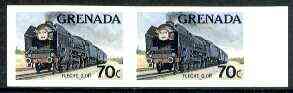 Grenada 1982 Famous Trains 70c Fleche dOr unmounted mint imperf pair, as SG 1214, stamps on railways