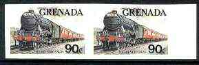 Grenada 1982 Famous Trains 90c Flying Scotsman unmounted mint imperf pair, as SG 1215, stamps on , stamps on  stamps on railways, stamps on  stamps on scots, stamps on  stamps on scotland