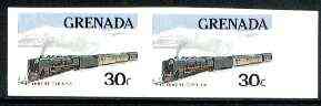 Grenada 1982 Famous Trains 30c Orient Express unmounted mint imperf pair, as SG 1212, stamps on railways
