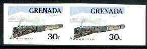 Grenada 1982 Famous Trains 30c Orient Express unmounted mint imperf pair, as SG 1212, stamps on , stamps on  stamps on railways