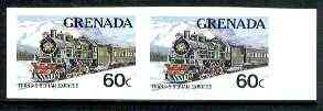 Grenada 1982 Famous Trains 60c Trans-Siberian Express unmounted mint imperf pair, as SG 1213, stamps on railways