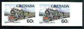 Grenada 1982 Famous Trains 60c Trans-Siberian Express unmounted mint imperf pair, as SG 1213, stamps on railways