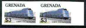 Grenada 1982 Famous Trains $3 German Nat Rlws Class 05 Steam Loco unmounted mint imperf pair, as SG 1217, stamps on railways