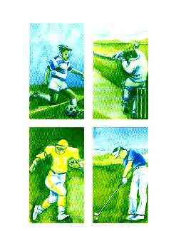 Batum 1996 Sports (Football, Cricket, American Football & Golf) imperf progressive proof sheet in blue & yellow only unmounted mint, stamps on , stamps on  stamps on cricket, stamps on football, stamps on golf, stamps on sport