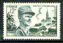 France 1953 Jacques-Philippe Leclerc (War hero) 12f green & blue green unmounted mint SG 1171a, stamps on ww2, stamps on militaria, stamps on personalities, stamps on tanks, stamps on  ww2 , stamps on 