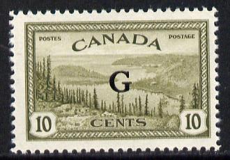 Canada 1950-52 Official 10c Great Bear Lake overprinted G SG O185, stamps on lakes, stamps on  kg6 , stamps on 