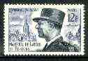 France 1952-54 Marshal de Lattre de Tassigny (WW2 Hero) 12d indigo & blue unmounted mint SG 1140a, stamps on , stamps on  ww2 , stamps on militaria, stamps on personalities, stamps on 