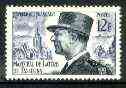 France 1952-54 Marshal de Lattre de Tassigny (WW2 Hero) 12d indigo & blue unmounted mint SG 1140a, stamps on , stamps on  stamps on , stamps on  stamps on  ww2 , stamps on militaria, stamps on personalities, stamps on 