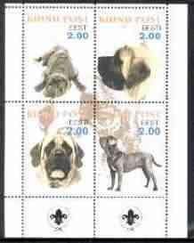 Estonia (Kihnu) 2000 Dogs #1 perf sheetlet of 4 with Scouts Logo in bottom margin, stamps on , stamps on  stamps on dogs, stamps on scouts, stamps on 