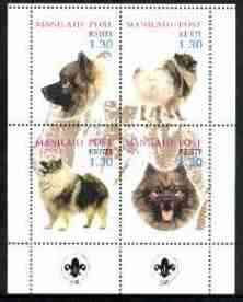 Estonia (Manilaid) 2000 Dogs #1 perf sheetlet of 4 with Scouts Logo in bottom margin, stamps on , stamps on  stamps on dogs, stamps on scouts, stamps on bedlington terrier