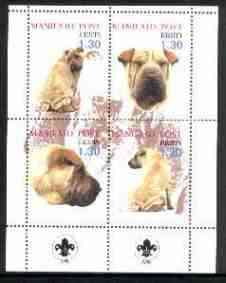 Estonia (Manilaid) 2000 Dogs #5 perf sheetlet of 4 with Scouts Logo in bottom margin, stamps on , stamps on  stamps on dogs, stamps on scouts, stamps on 